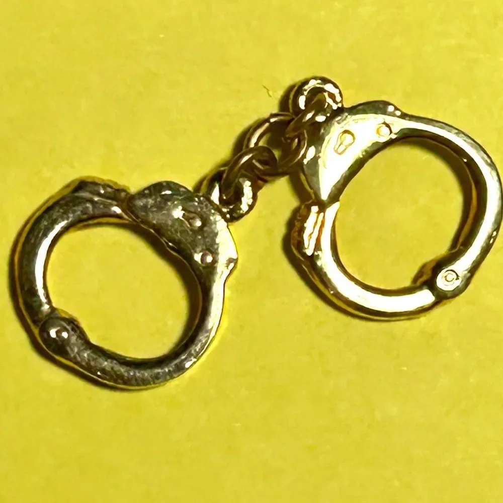 Handcuffs police officer Gold-tone Tie tack -lapel  pin